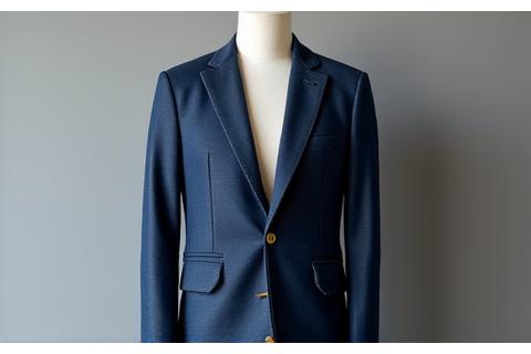 Blazer Kasual Tenun Biru Dongker